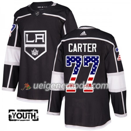 Kinder Eishockey Los Angeles Kings Trikot Jeff Carter 77 Adidas 2017-2018 Schwarz USA Flag Fashion Authentic